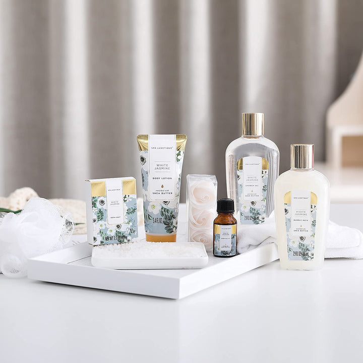 Geburtstagsgeschenke für Frauen-Spa Luxetique Spa-Geschenk-Set, 8pcs Jasmin Badeset mit ätherischem
