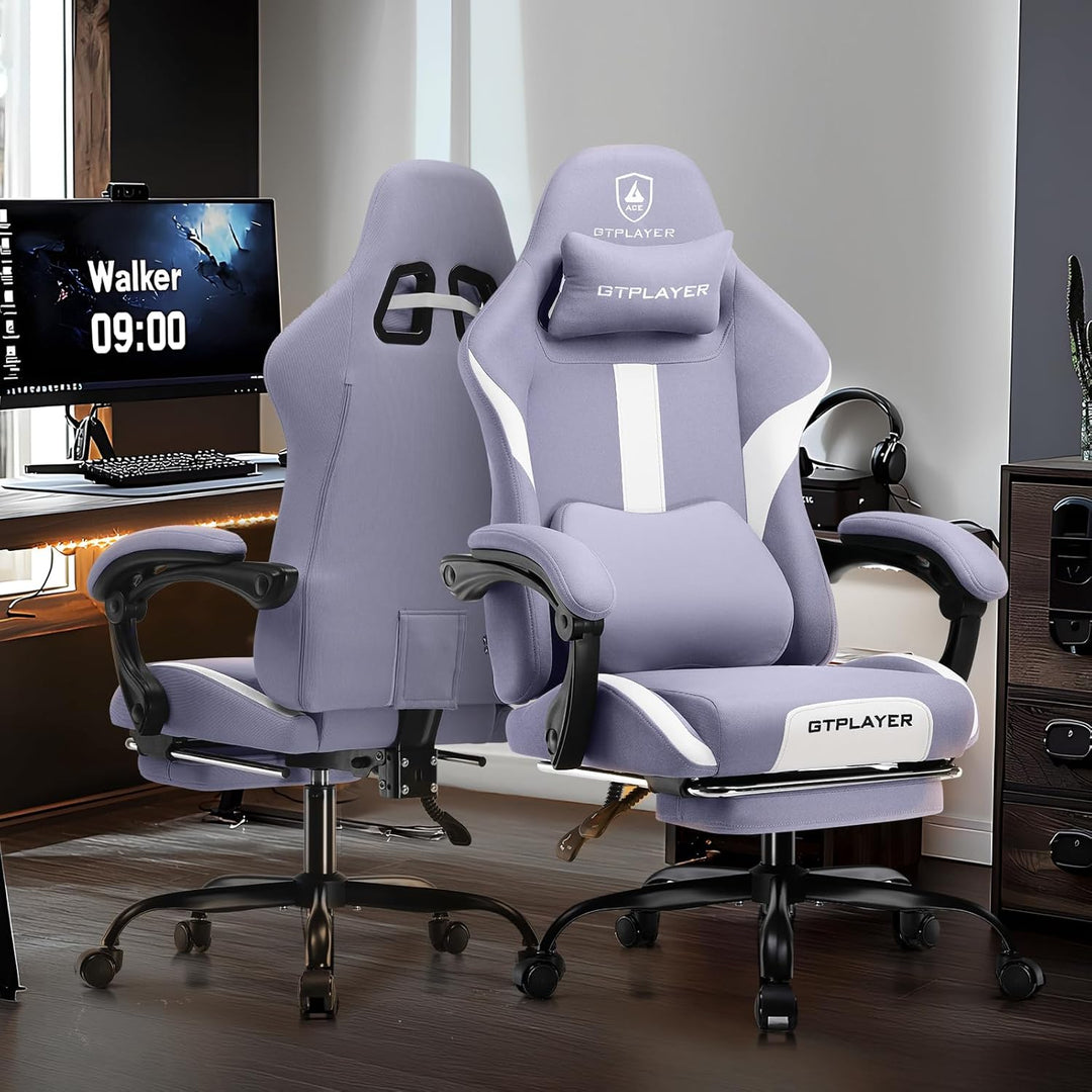 GTPLAYER Gaming Stuhl, Gamer Stuhl, Atmungsaktiver Bürostuhl aus Hochwertigem Stoff, Ergonomischer P