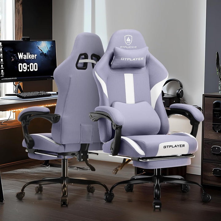 GTPLAYER Gaming Stuhl, Gamer Stuhl, Atmungsaktiver Bürostuhl aus Hochwertigem Stoff, Ergonomischer P