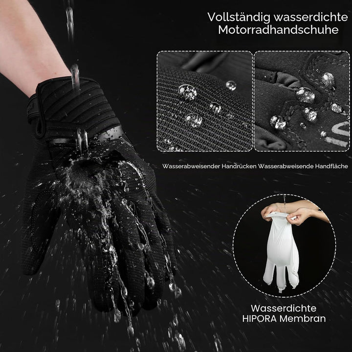 INBIKE Winter Motorradhandschuhe Wasserdicht Warm Winddicht mit Harter Schutz Motocross Motorrad Han