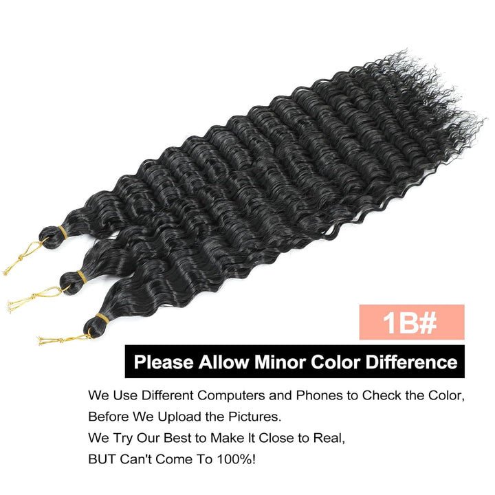 Herkeymidy Ocean Wave Crochet Hair 6 Packs 22 Inch Deep Wave Wavy Braiding Hair Crochet Synthetic Br