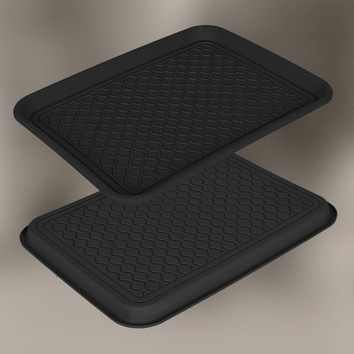 KOTARBAU® 2er Set Schuhabtropfschale 38x50cm Abtropfmatte Schuhe Schwarz Schuhmatte Abtropfmatte Kun