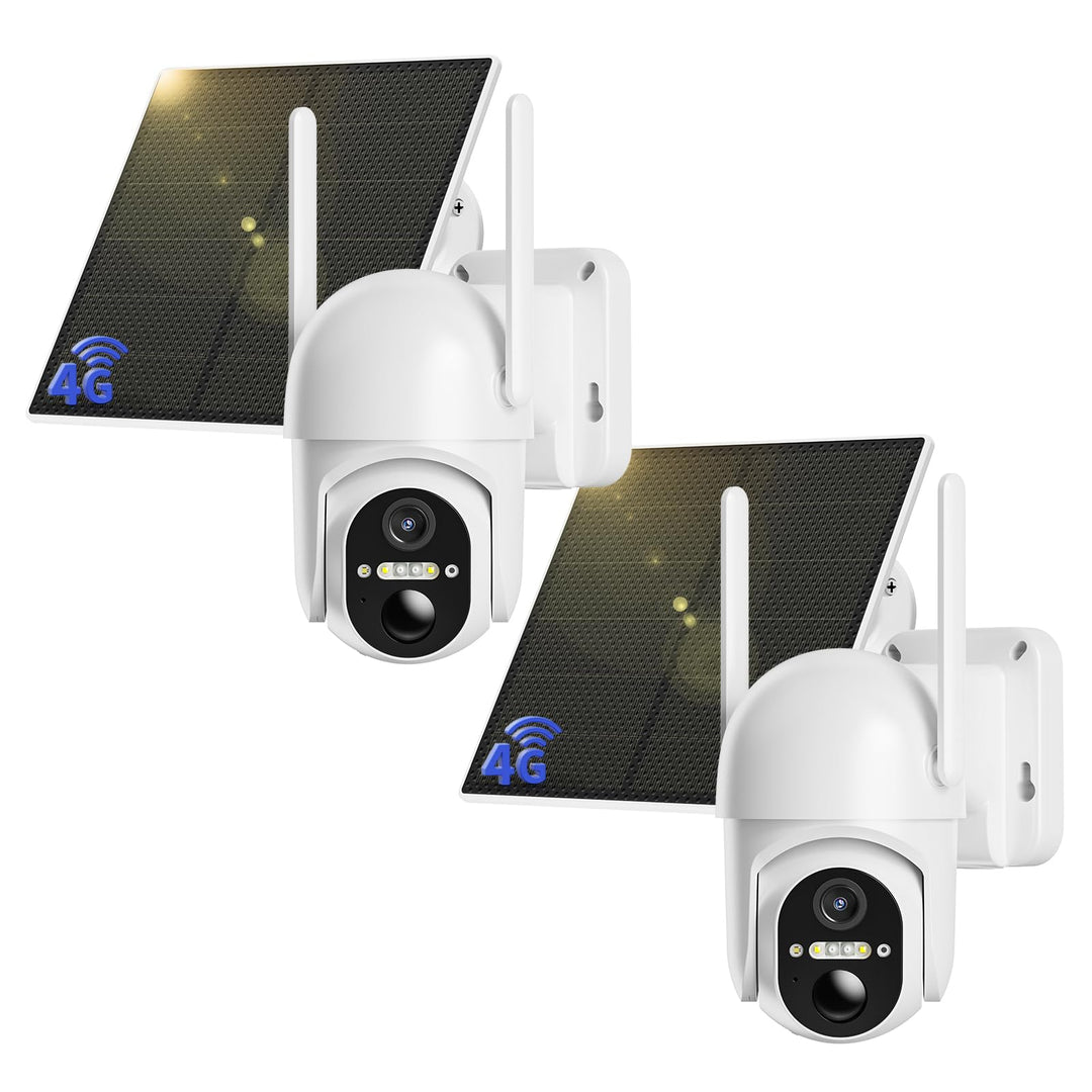 4G LTE Überwachungskamera Aussen Akku mit SIM Karte & 32GB Speicherkarte【2 Stk】, 2K Kabellos Solar P