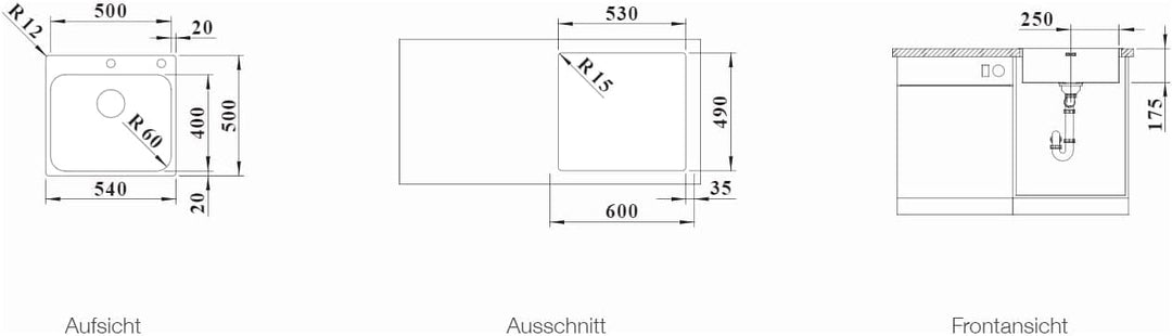 BLANCO SUPRA 500-IF/A R12 | Edelstahl | Einbauart: Einbau von Oben & Flächenbündig | mit Ablauffernb