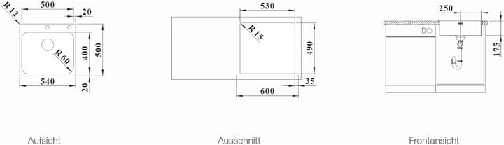 BLANCO SUPRA 500-IF/A R12 | Edelstahl | Einbauart: Einbau von Oben & Flächenbündig | mit Ablauffernb