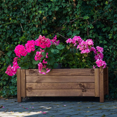 BOGATECO Pflanzkasten Pflanzkübel aus Holz | 80 x 38 cm | Dunkelbraun | Blumen-Topf Perfekt für Gart