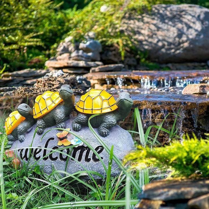 pearlstar Gartenfiguren für draussen wetterfest, Solar Schildkröte Figuren für aussen, Solar Statue