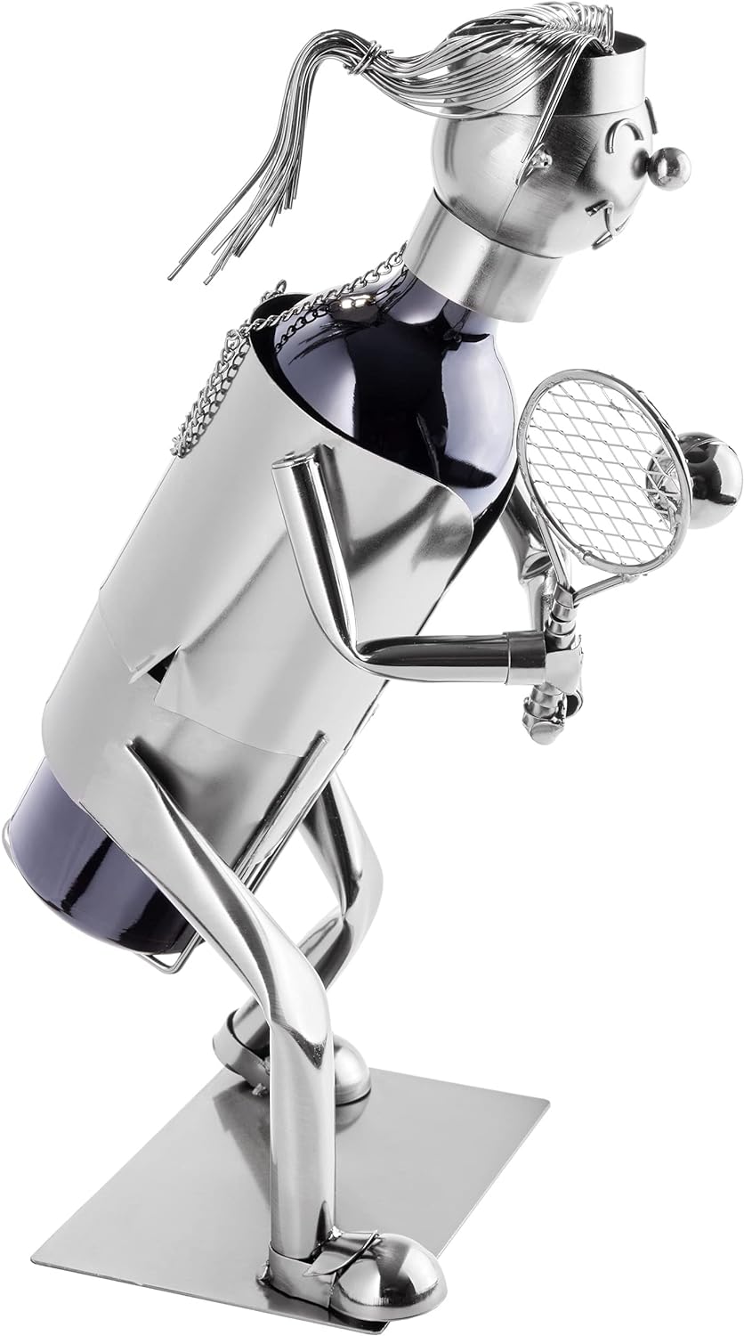 Brubaker Weinflaschenhalter Tennisspielerin - Metall Skulptur Flaschenständer - Wein Geschenk für Te