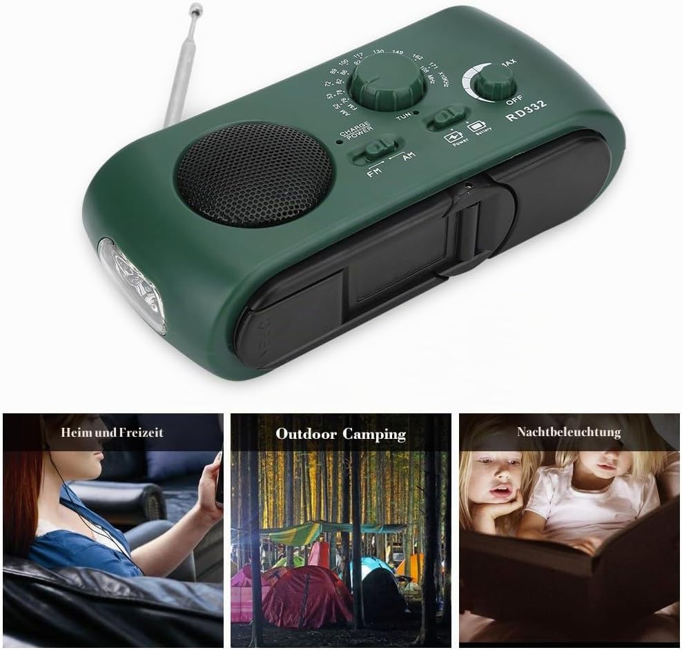 Grundig Tragbare Solar Radio - AM/FM Notfall Radio mit LED Taschenlampe, Notfall Ladegerät und Touch