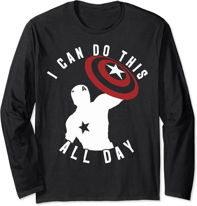 Marvel Captain America I Can Do This All Day Silhouette Langarmshirt