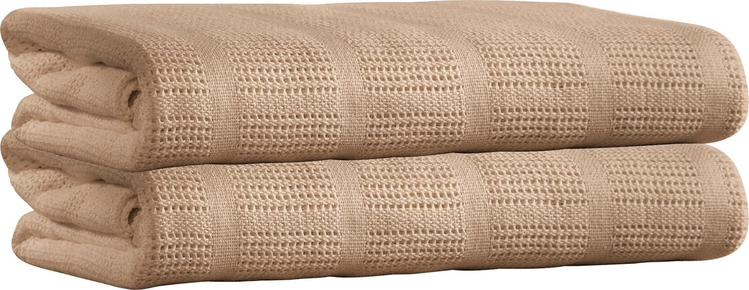 Erwin Müller Sommerdecke, leichte Baumwolldecke, Häkeldecke 2er-Pack Trient beige Grösse 150x200 cm