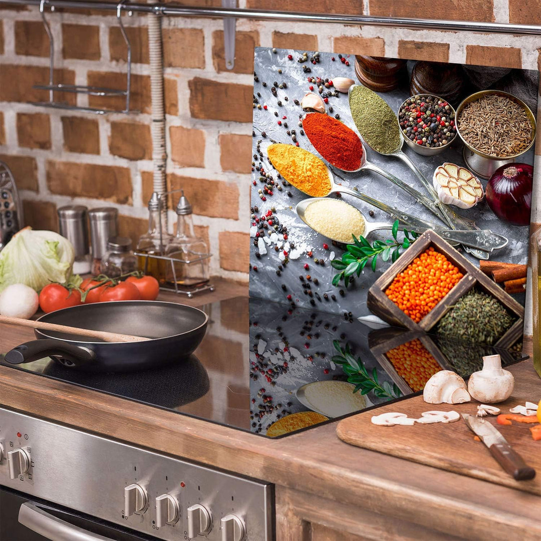 TMK ArtDeko Herdabdeckplatte 1 Teilig 60x52 cm - Spritzschutz Herdabdeckung – Herdschutz aus Sicherh