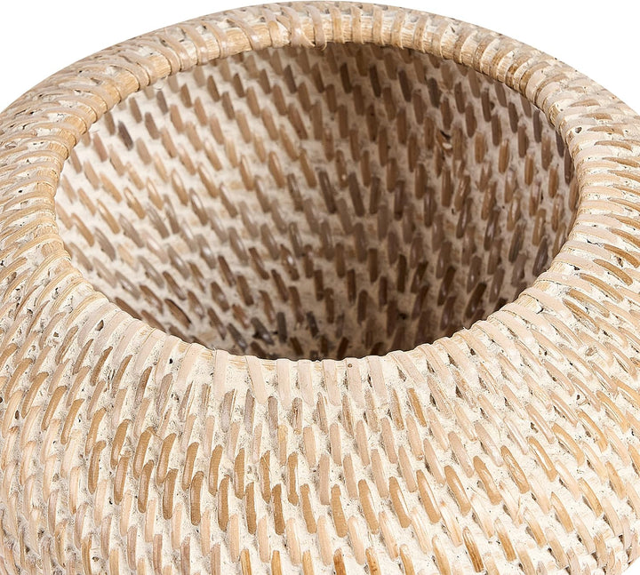Rattankorb bemalt, mit Deckel und Griff 25 cm Aufbewahrung natur Bila