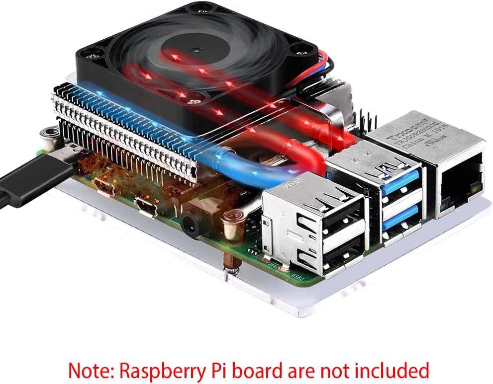 GeeekPi Raspberry Pi Kühlventilator, ultradünner ICE Tower Kühler, PWM Kühler mit Kühlkörper für Ras
