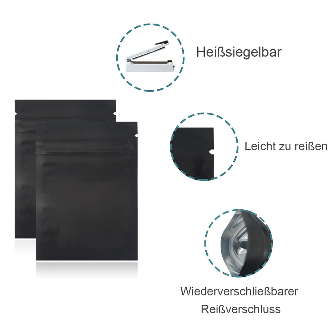 WACCOMT Pack 100 Stücke Matte Aluminiumfolie Verpackung Tasche Reissverschluss Selbstdicht Flachbeut