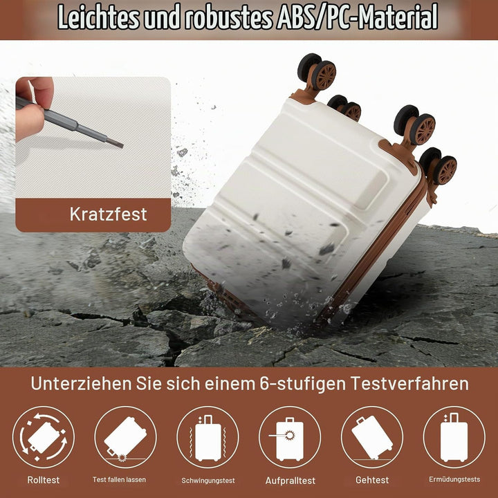 KONO Koffer Trolley Reisekoffer aus ABS+PC – Leichter Hartschalenkoffer mit 4 Zwillingsrollen und TS