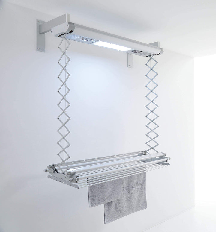 Foxydry Air, Elektrischer Wäscheständer für Wand und Decke mit Ventilator und Fernbedienung, aus Alu