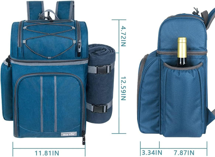Hap Tim Picknick-Rucksack-Kühler für 2 Personen mit isolierter auslaufsicherer Kühltasche, Weinhalte