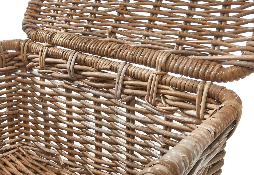 Kobolo Rattantruhe in Kubu Grey, gross 50x40x30 cm, handgefertigte Aufbewahrungsbox mit Deckel im La