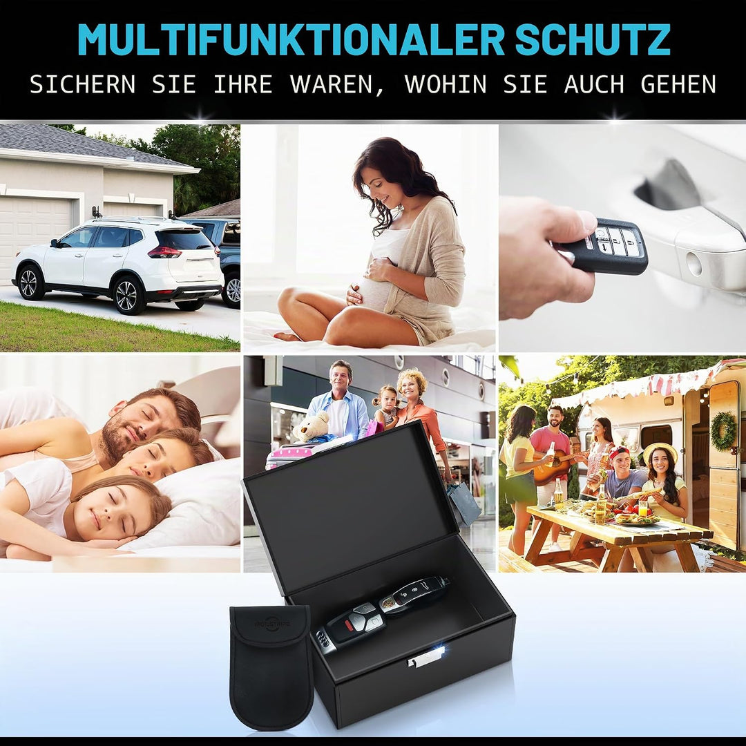Ironstripe Keyless Go Schutz Autoschlüssel Box, Extra Gross 19 x 12 x 9 cm Faraday Box, Diebstahlsch