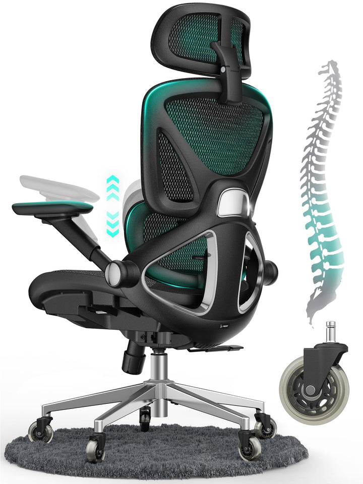 CAPOT Ergonomischer Bürostuhl aus Netzstoff, Verstellbarer Schreibtischstuhl mit hoher Rückenlehne,