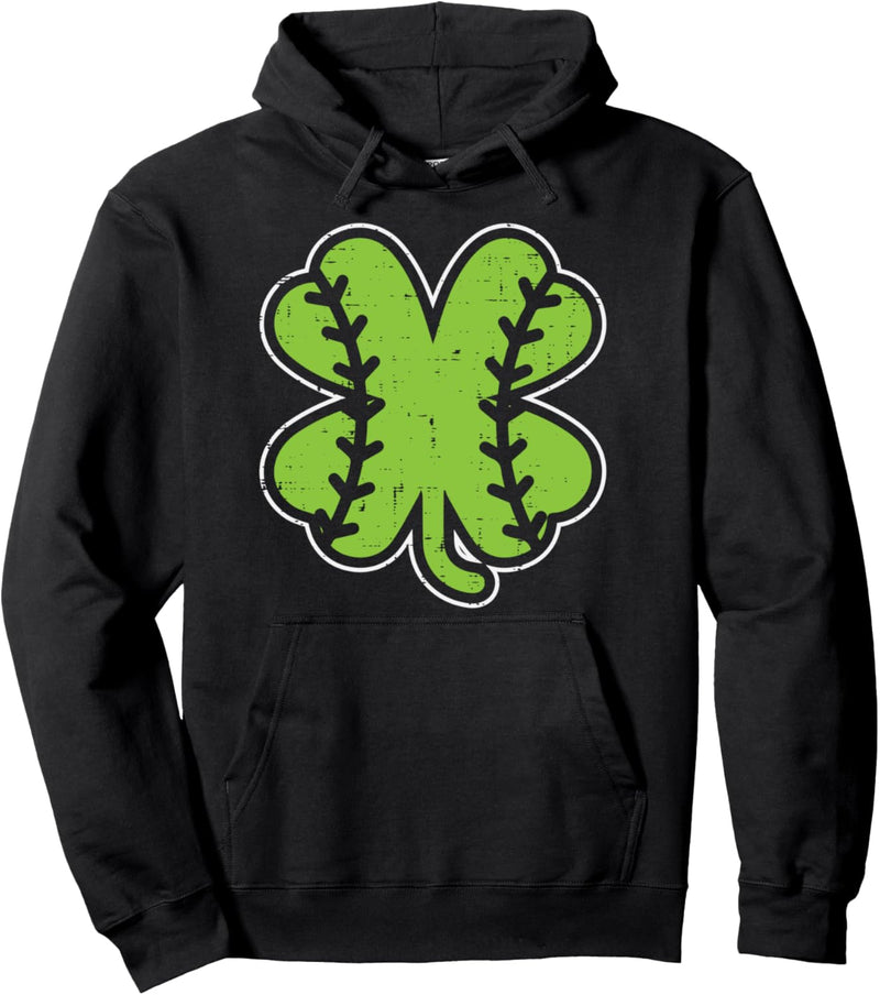 Baseball Shamrock Clover St Patricks Day Lucky Sports Gift Pullover Hoodie