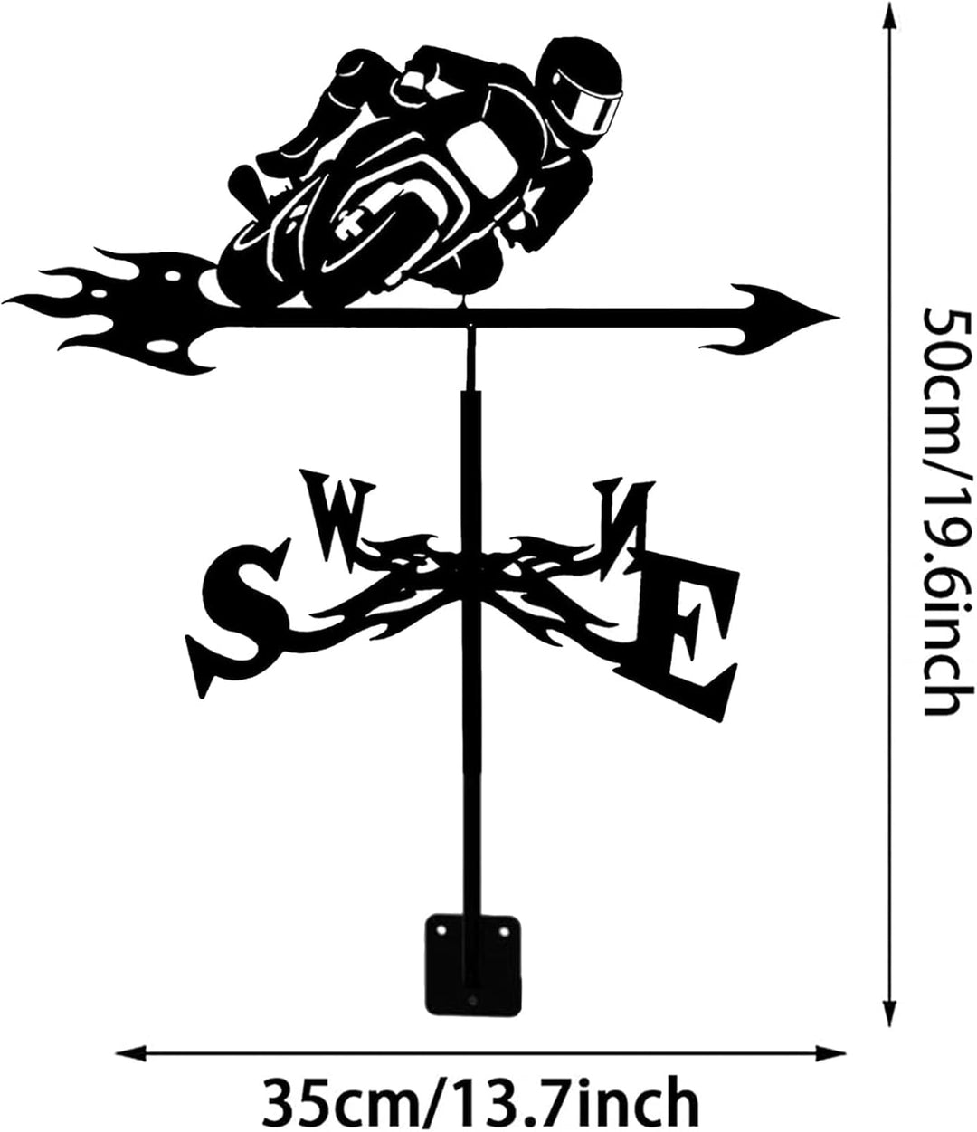 CYXZX Edelstahl Motorrad Form Wetterfahne Kreative Racing Windfahne Windrichtungsanzeiger für Garten