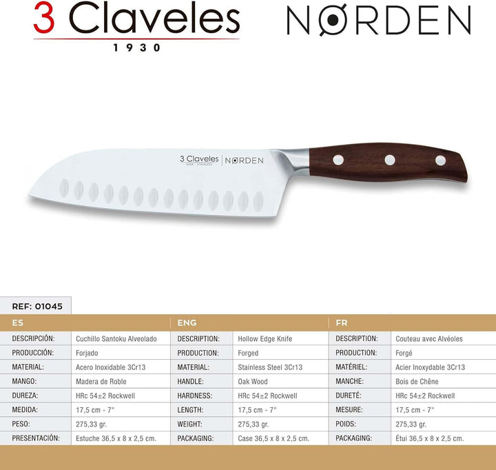 CUCHILLO FORJADO SANTOKU NØRDEN 17.5 cm - 7" E 3C