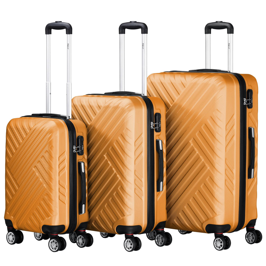 Zelsius Koffer Set 3 Stück, Orange | ABS Hartschalenkoffer mit Zahlenschloss, Doppelrollen und Innen