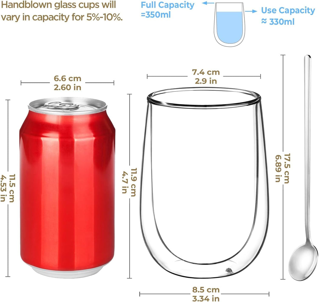 glastal 350ml Doppelwandige Latte Macchiato Gläser Set Borosilikatglas Kaffeetassen Glas 6er Set Kaf