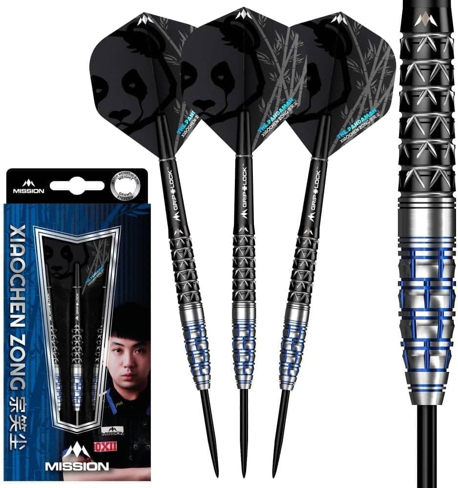 Mission Darts Xiaochen Zong The Panda Man | Dart-Set mit Premium 95% Tungsten Barrel und Stahlspitze