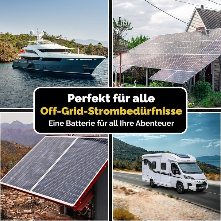 AGM Solarbatterie 12V 100Ah – Wartungsfreier Akku für Wohnwagen, Wohnmobil, Mover, Boot & Off-Grid S