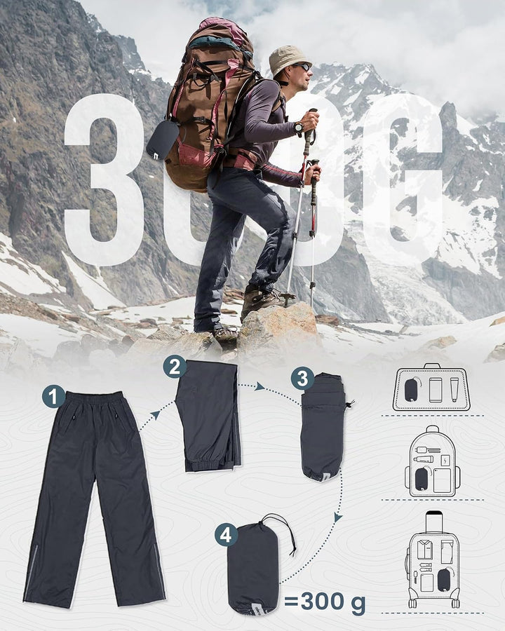 Outdoor Ventures Herren Regenhose Fahrrad Wasserdicht Atmungsaktiv Überziehhose Winddicht Outdoorhos