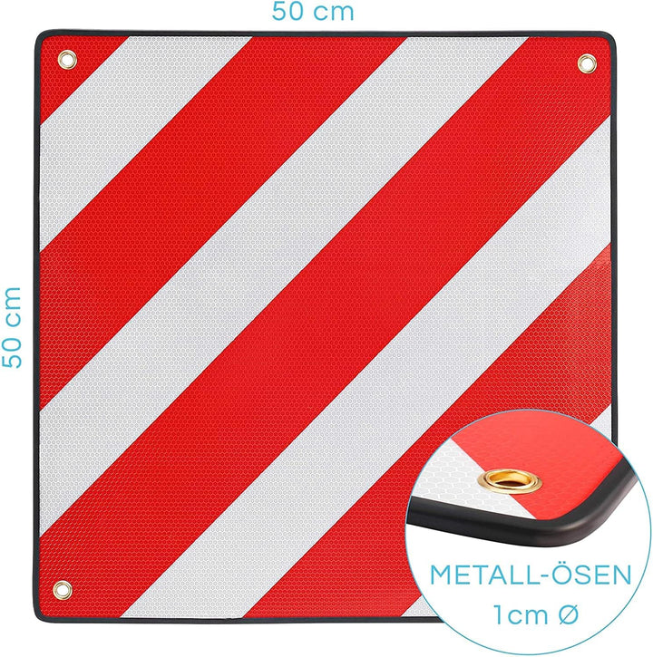 PLANGER® - Warntafel Italien (50 x 50 cm) + Spanner - Reflektierendes Warnschild rot weiss für Heckt