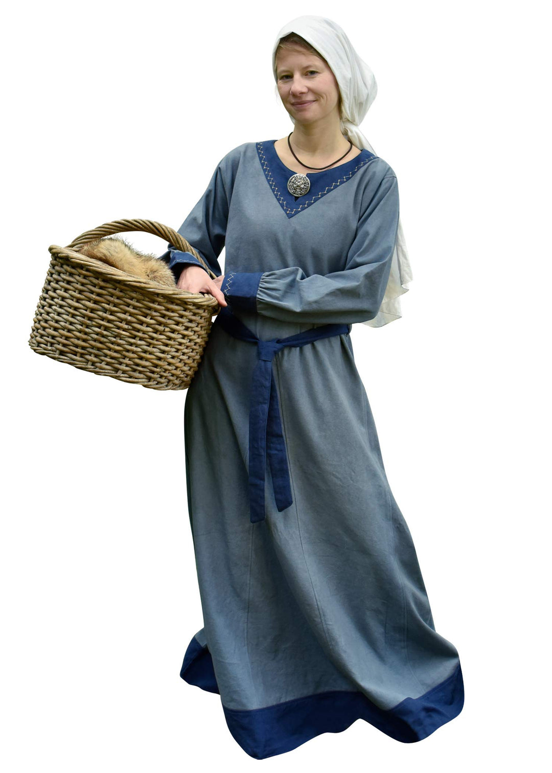 Battle-Merchant Langarm Mittelalter Kleid Jona mit Gürtel für Damen aus Baumwolle | LARP Wikingerkle