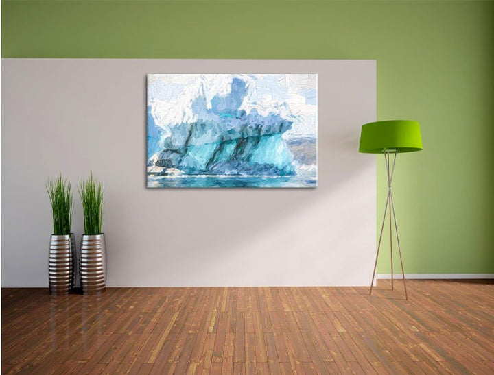 Pixxprint gigantischer Eisberg Kunst/Format: 100x70cm / Leinwandbild fertig bespannt Wandbild Kunstd