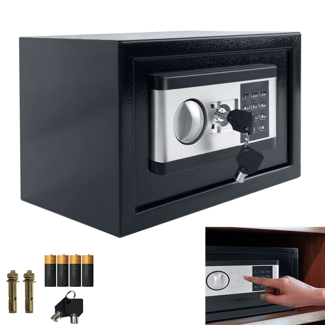 YRHome 12L Mini Tresor für Zuhause Safe Tresor mit Digitaler Passwort, Batteriebox, 2 Sicherheitssch