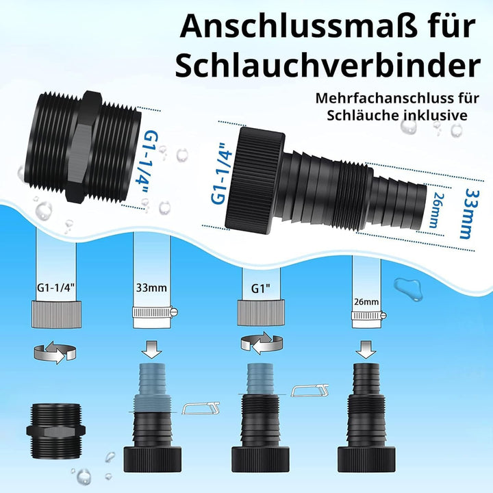 FOTING Edelstahl Tauchpumpe 900 W, 13.000 l/h, Förderhöhe bis 9 m, Eintauchtiefe bis 7 m, mit Schwim