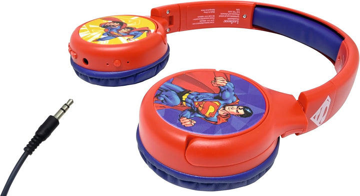 Lexibook - Superman - Kinderkopfhörer 2-in-1 Bluetooth und Kabel – Stereo, kabellos, mit Kabel, laut