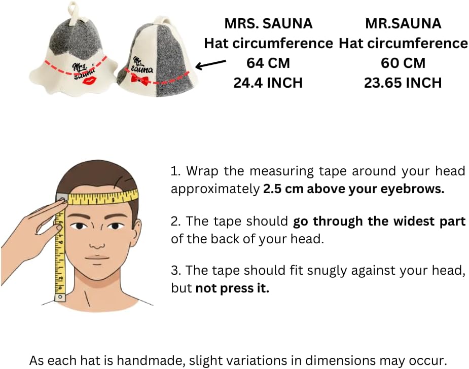 Sauna Guru Saunahut 'Mr and Mrs Sauna' White - 100% organische Wollfilzmützen - Schützen Sie Ihren K