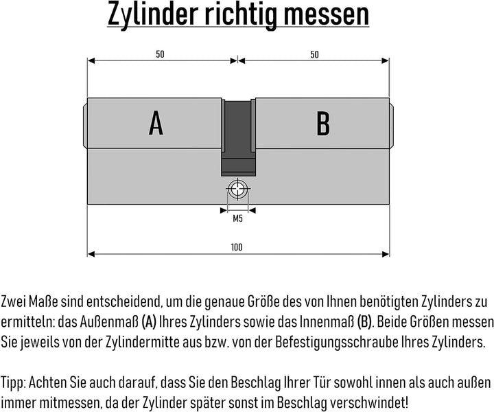 3x Profilzylinder 100 mm 50/50 gleichschliessend inkl. 15 Schlüssel