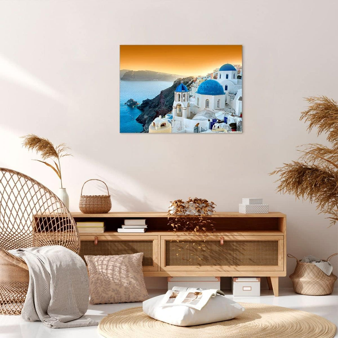 Bilder auf Leinwand Santorini Griechenland Urlaub Insel Leinwandbild 70x50cm Wandbilder Dekoration W