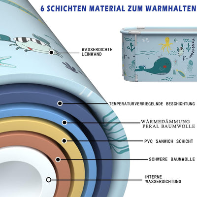 140cm tragbare faltbare Badewanne mit Metallrahmen, grosse Familie Badewanne für Erwachsener, effizi