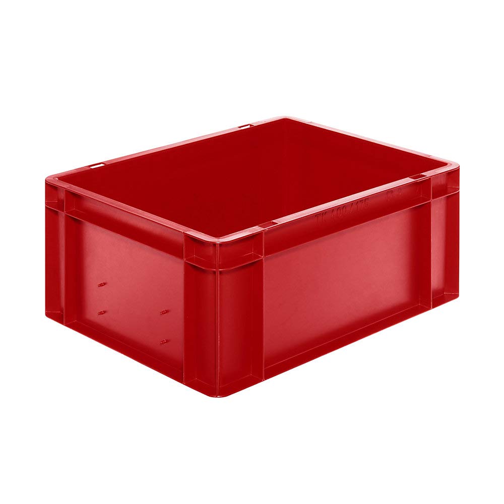Euro-Format-Stapelbehälter, Wände und Boden geschlossen - LxBxH 400 x 300 x 175 mm - rot, VE 5 Stk -
