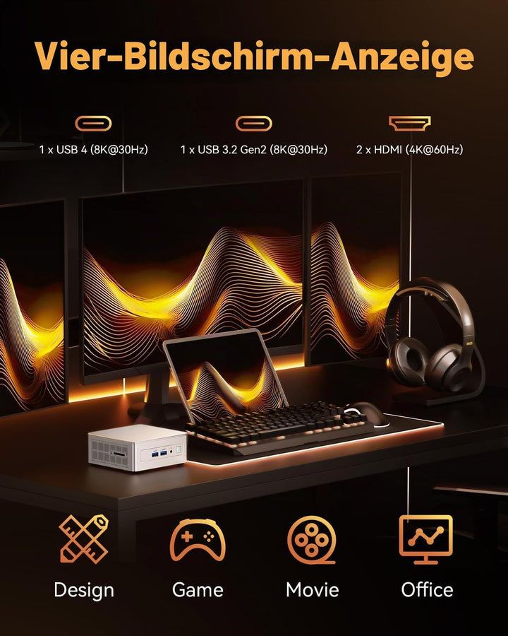 GEEKOM Mini PC Window 11 Pro, AE7 Ryzen 9 7940HS(bis zu 5,2 GHz) mit 8 Kerne 16 Threads, 32GB DDR5 1