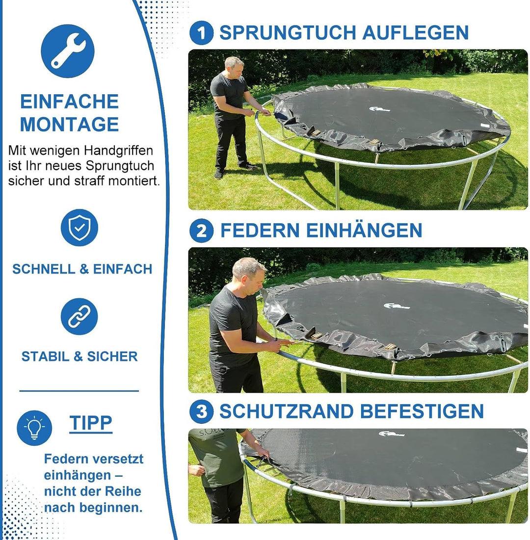 Baunsal® Trampolin Sprungtuch Ø 183 185 244 250 275 277 300 305 366 370 335 337 396 400 427 430 457