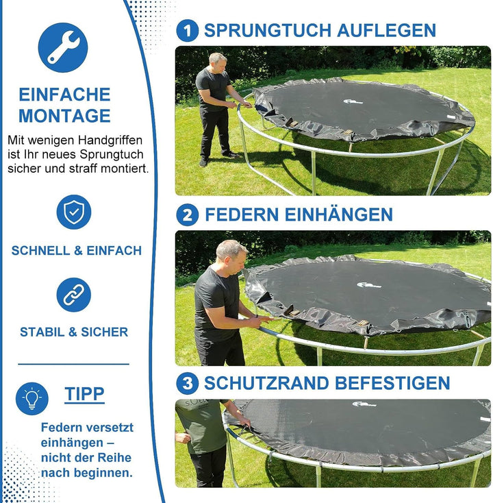 Trampolin Sprungtuch Ø 183 185 244 250 275 277 300 305 366 370 335 337 396 400 427 430 457 460 487 4