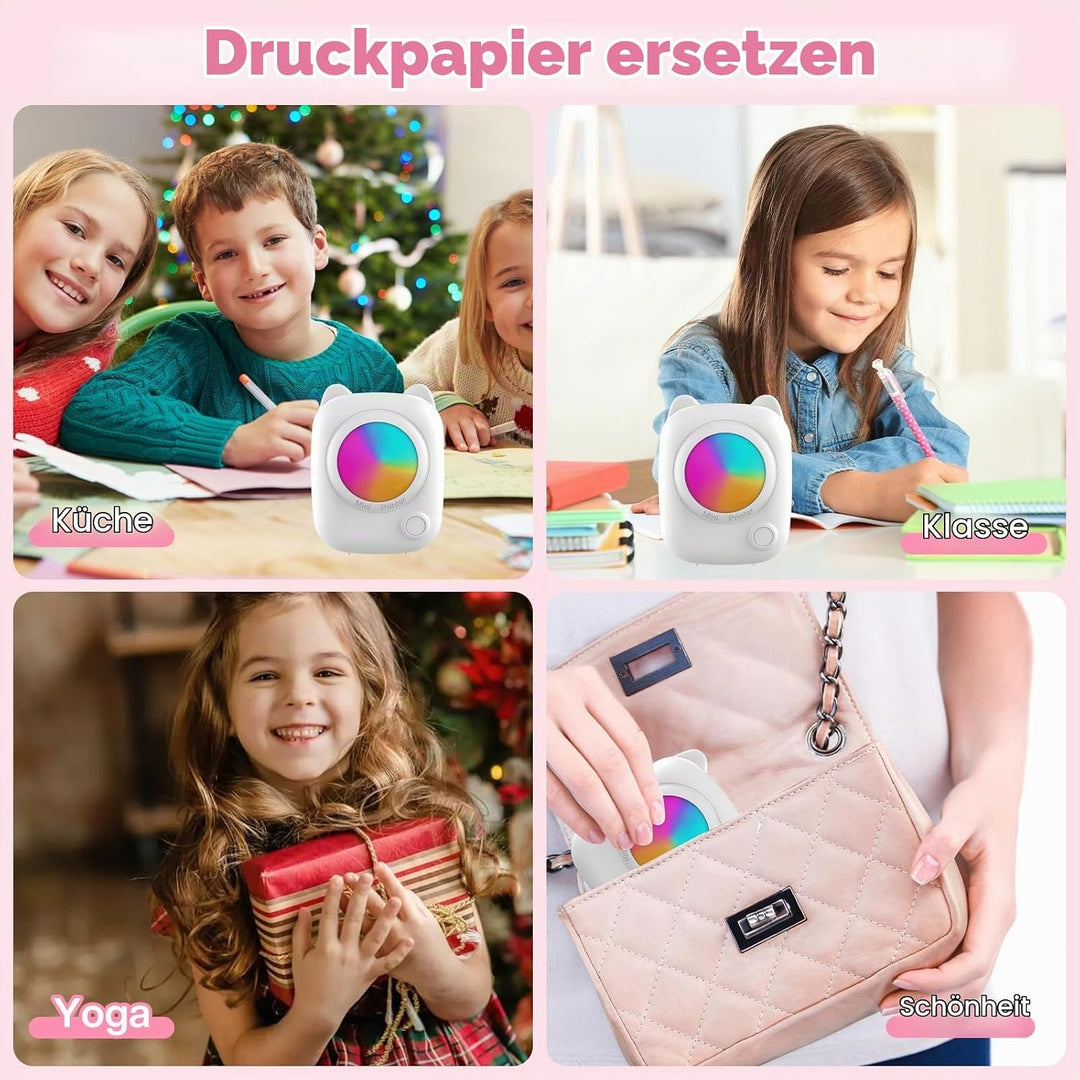 ZZXLOPEZ Mini Drucker, Tragbarer Mini Fotodrucker Thermodrucker Smartphone Taschendrucker, Wireless