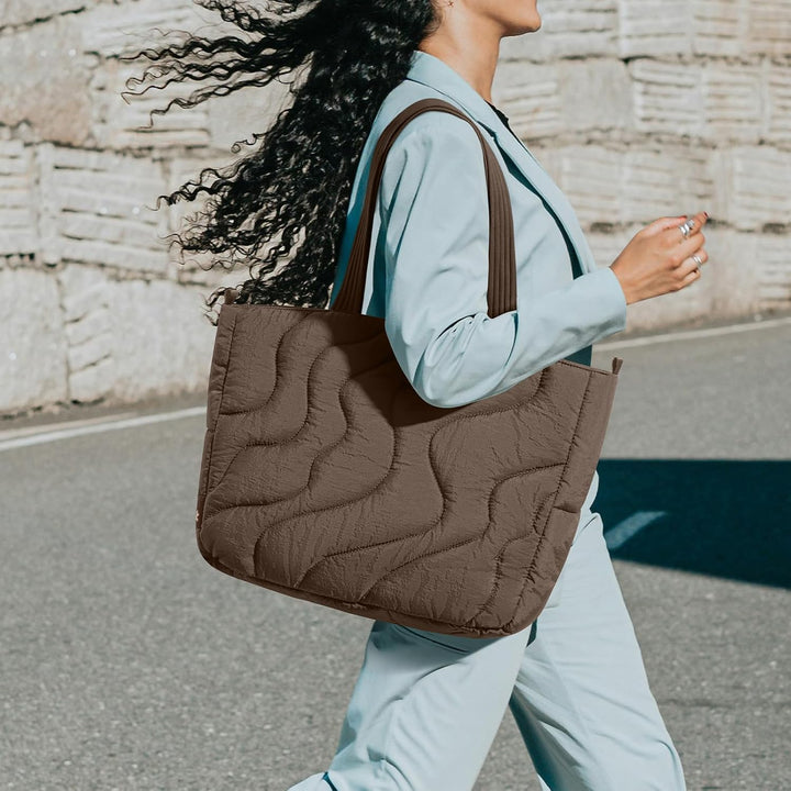 tomtoc Puffer Laptop Tragetasche für Damen, 10L Tote Bag für 13-14 Zoll Macbook, Leichte Schultertas