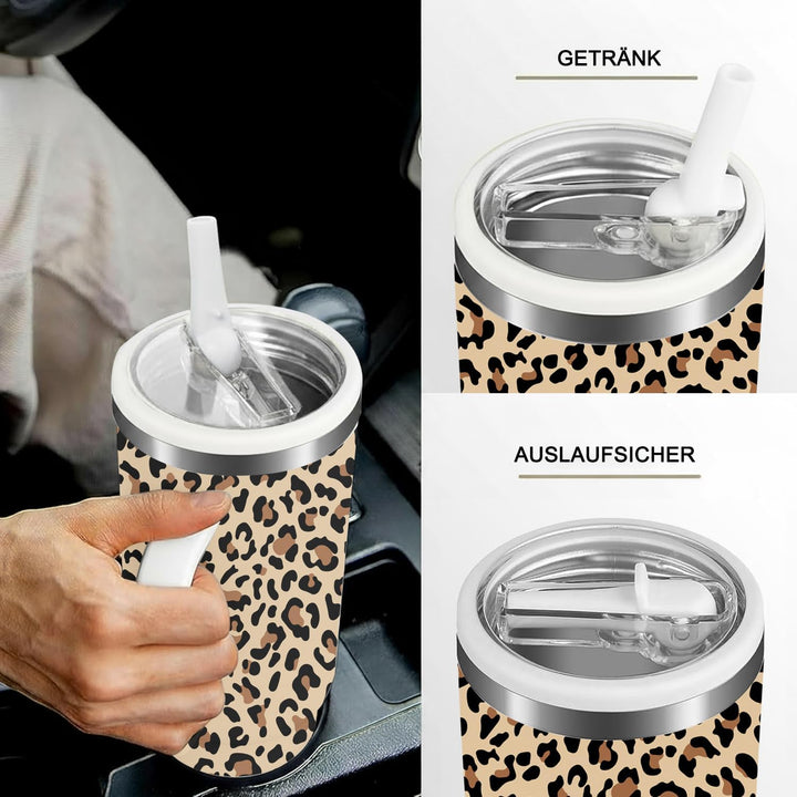 Thermobecher Auslaufsicher,40oz Edelstahl Kaffeebecher to go isoliert mit Strohhalm,Reisebecher 100%